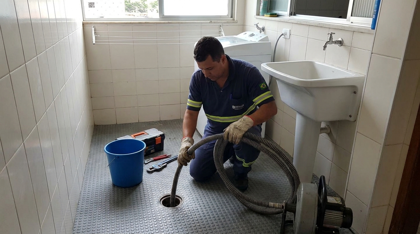 Desentupimento de ralo residencial no Jardim Goiano, Anápolis‑GO