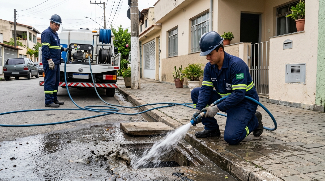 Hidrojateamento de tubulação na Nova Itália, Londrina‑PR